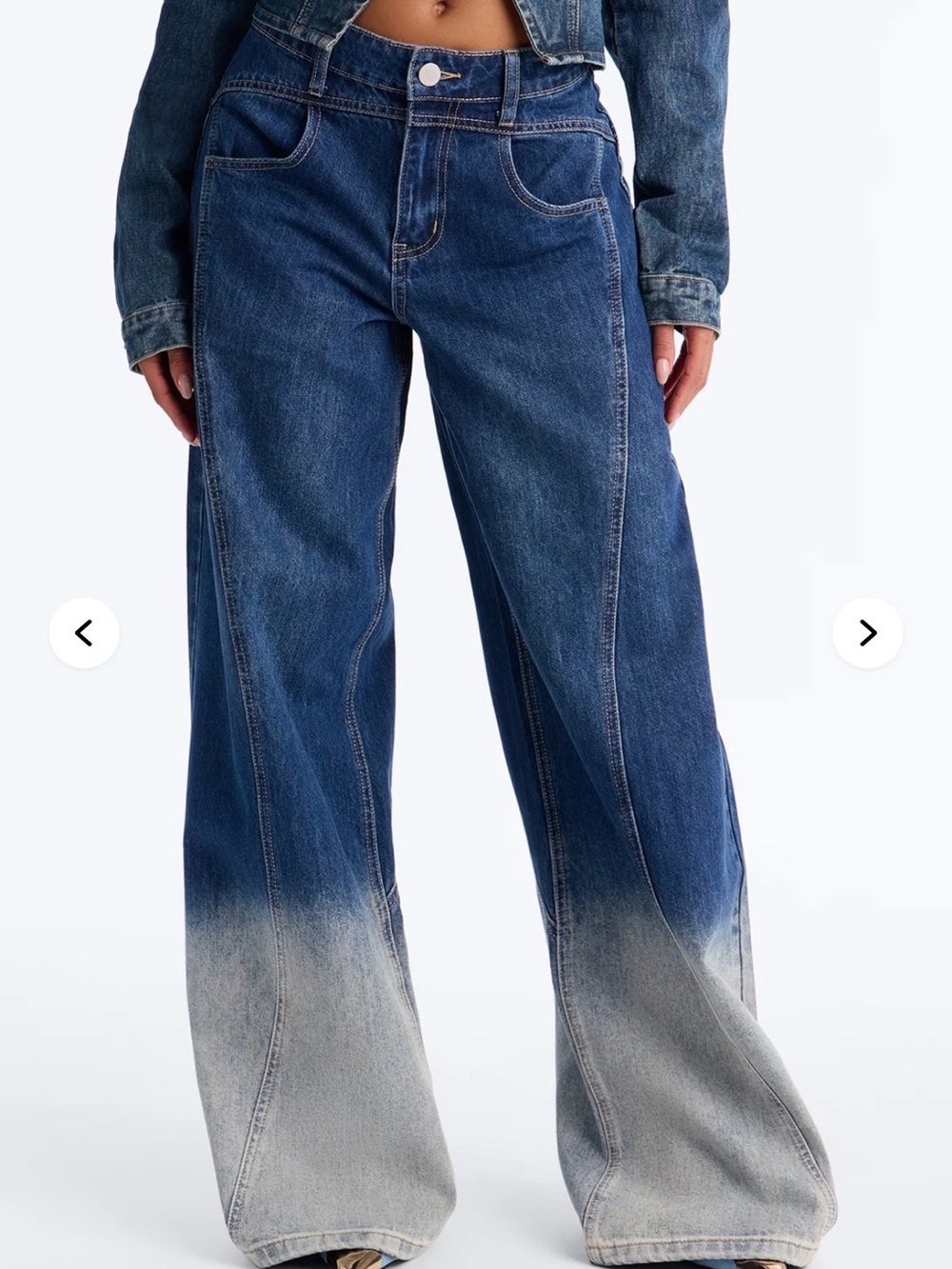 Fashion Nova Indigo-to-Light Wash Wide Leg Dip-Dye Jeans - Picture 3 of 4